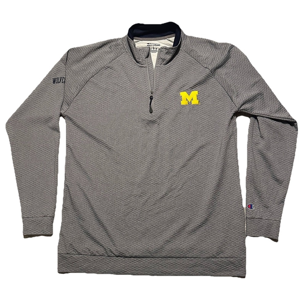 Michigan Wolverines Champion Navy 1/4 Zip Sweatshirt Men's Large University NCAA